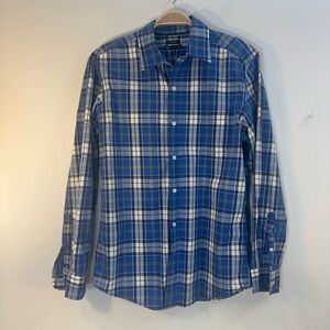 Gap Factory Blue Plaid Button Down Shirt Men's Size M Slim Fit 100% Cotton 2013